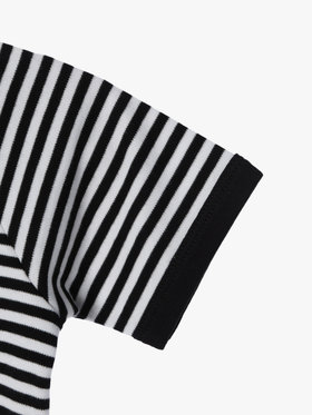 ENFANT ベビー ベビー 細ボーダー コットン 半袖 コンビネゾン ブラック