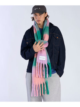 To b. by agnès b. ブロックチェック マフラー ピンク