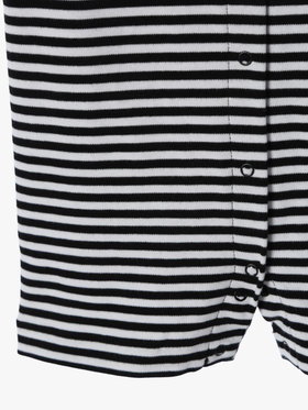 ENFANT ベビー ベビー 細ボーダー コットン 半袖 コンビネゾン ブラック