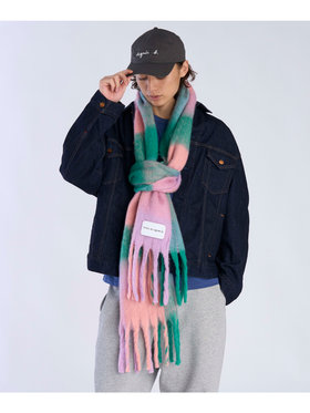 To b. by agnès b. ブロックチェック マフラー ピンク