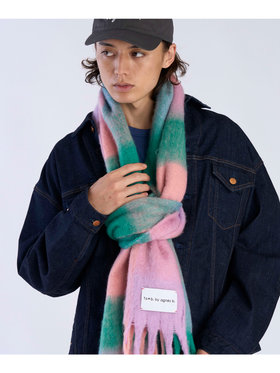 To b. by agnès b. ブロックチェック マフラー ピンク