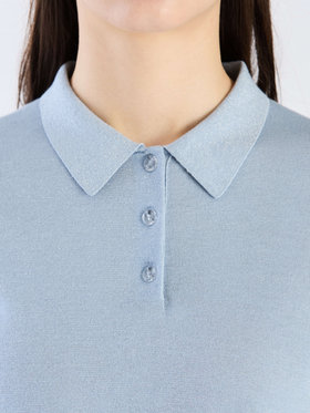 To b. by agnès b. 【Outlet】ラメニットポロ ブルー