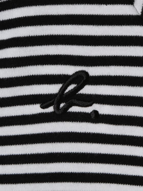 ENFANT ベビー ベビー 細ボーダー コットン 半袖 コンビネゾン ブラック