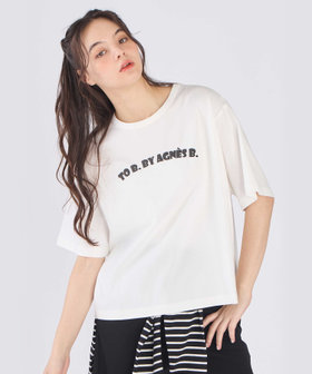 To b. by agnès b. ロゴ パフプリント コットン 半袖 Tシャツ ホワイト