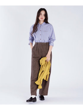 To b. by agnès b. 【Outlet】ストライプ コットン ロングスリーブ シャツ ブルー