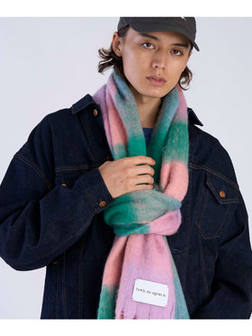 To b. by agnès b. ブロックチェック マフラー ピンク