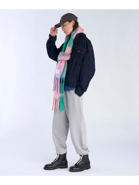 To b. by agnès b. ブロックチェック マフラー ピンク