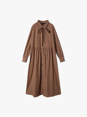 To b. by agnès b. ストライプ コットン シャツワンピース ブラウン