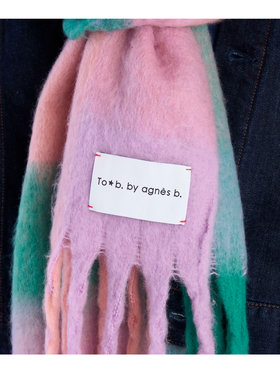 To b. by agnès b. ブロックチェック マフラー ピンク