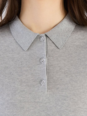 To b. by agnès b. 【Outlet】ラメニットポロ ライトグレー