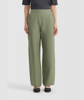 FEMME ウィメンズ リネン ワイド パンツ カーキ