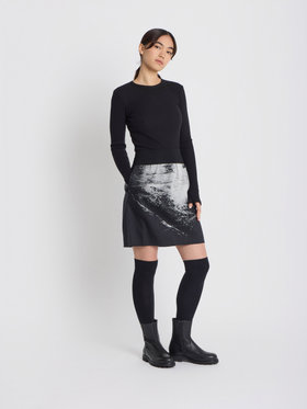 FEMME ウィメンズ フォトプリント Aライン スカート ”image reflet” ブラック
