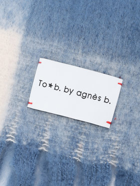 To b. by agnès b. ブロックチェック マフラー ブルー