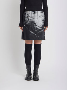 FEMME ウィメンズ フォトプリント Aライン スカート ”image reflet” ブラック