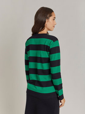 FEMME ウィメンズ 【Outlet】太ボーダー コットン 長袖Tシャツ "Cool" グリーン×ブラック