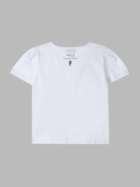 ENFANT ガールズ キッズ プリント 半袖 アーティスト Tシャツ "MAZASI" ホワイト