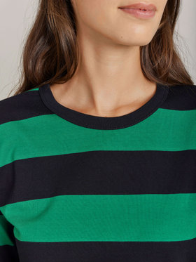 FEMME ウィメンズ 【Outlet】太ボーダー コットン 長袖Tシャツ "Cool" グリーン×ブラック