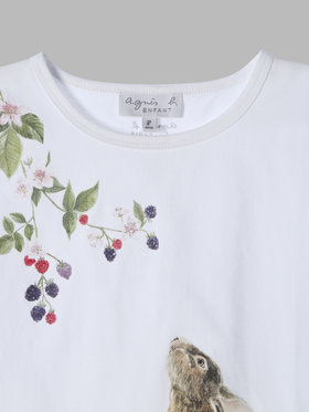 ENFANT ガールズ キッズ プリント 半袖 アーティスト Tシャツ "MAZASI" ホワイト