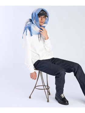 To b. by agnès b. ブロックチェック マフラー ブルー