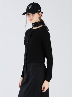 To b. by agnès b. 【Outlet】ワッフル コンパクト ロングスリーブ カーディガン ブラック