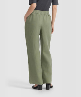 FEMME ウィメンズ リネン ワイド パンツ カーキ