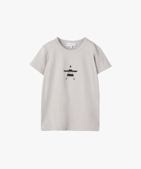 ENFANT ユニセックス キッズ ロゴ ボーダー プリント コットン 半袖 Tシャツ "Etoile" グレー