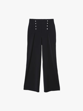 FEMME ウィメンズ ダブルボタン ジャージー ワイドパンツ ブラック