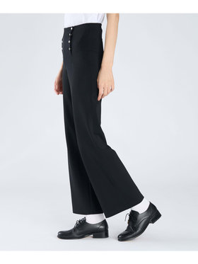 FEMME ウィメンズ ダブルボタン ジャージー ワイドパンツ ブラック