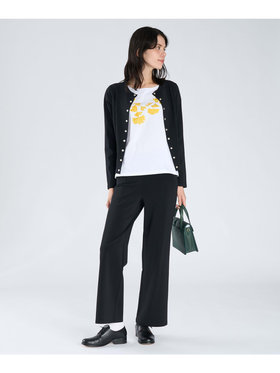 FEMME ウィメンズ ダブルボタン ジャージー ワイドパンツ ブラック