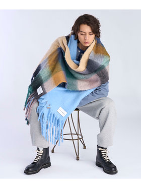 To b. by agnès b. ブロックチェック マフラー グリーン