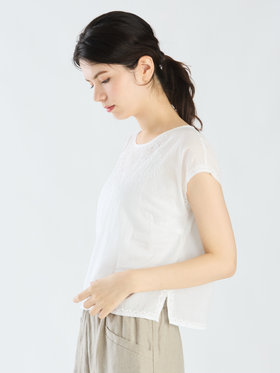 FEMME ウィメンズ 【Outlet】AM56 HAUT ノーカラーブラウス ホワイト