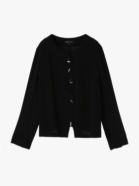 FEMME ウィメンズ ブラック トリアセテート Vネック クレープ シャツジャケット ブラック