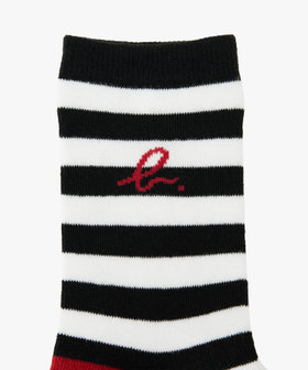 ENFANT ユニセックス キッズ "b." ロゴ コットン ソックス ホワイト×ブラック