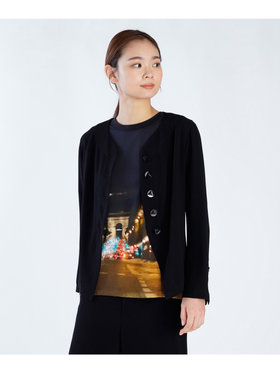 FEMME ウィメンズ ブラック トリアセテート Vネック クレープ シャツジャケット ブラック