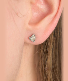 To b. by agnès b. グリッターハート ピアス シルバー