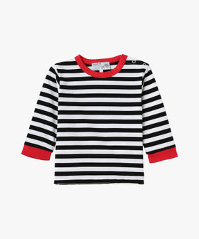 ENFANT ベビー ベビー ボーダー コットン 長袖 Tシャツ ホワイト×ブラック