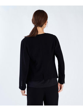 FEMME ウィメンズ ブラック トリアセテート Vネック クレープ シャツジャケット ブラック