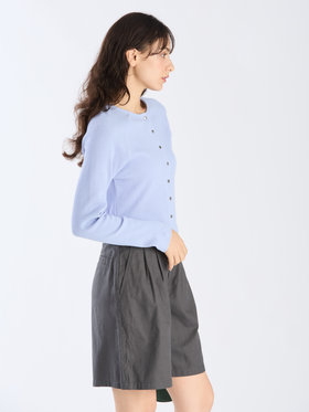 To b. by agnès b. 【Outlet】ワッフル コンパクト ロングスリーブ カーディガン ブルー