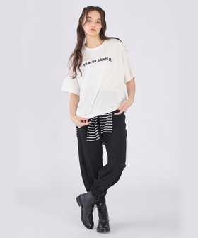 To b. by agnès b. ロゴ パフプリント コットン 半袖 Tシャツ ホワイト
