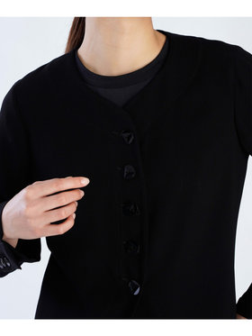 FEMME ウィメンズ ブラック トリアセテート Vネック クレープ シャツジャケット ブラック