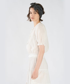 To b. by agnès b. コットン シフォン パフィー 半袖 ブラウス ホワイト