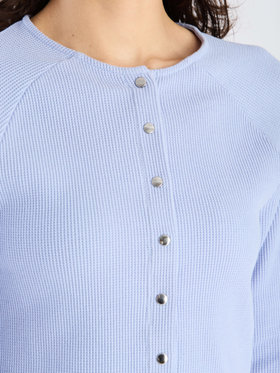 To b. by agnès b. 【Outlet】ワッフル コンパクト ロングスリーブ カーディガン ブルー