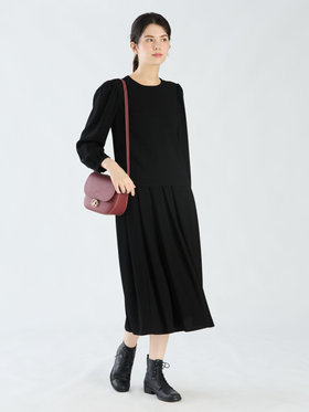 FEMME ウィメンズ ブラック トリアセテート クレープ プリーツ ロングスカート ”Grand Hotel” ブラック