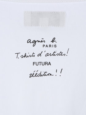 FEMME ウィメンズ プリント コットン 半袖 アーティスト Tシャツ ”Futura” ホワイト