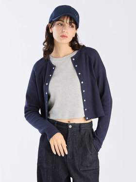 To b. by agnès b. 【Outlet】ワッフル コンパクト ロングスリーブ カーディガン ネイビー