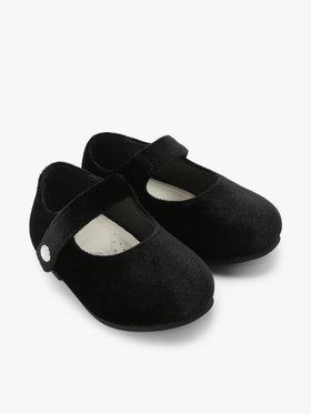 ENFANT ベビー ベビー ベロア バレエシューズ ブラック