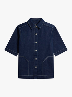 FEMME ウィメンズ デニム 半袖 シャツ "Hawai" ネイビー