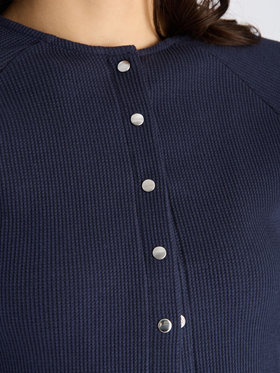 To b. by agnès b. 【Outlet】ワッフル コンパクト ロングスリーブ カーディガン ネイビー