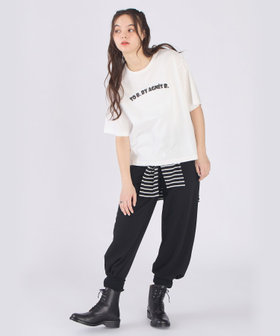 To b. by agnès b. ロゴ パフプリント コットン 半袖 Tシャツ ホワイト