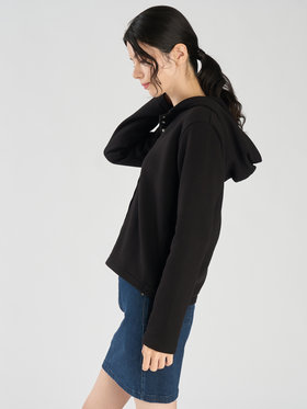 FEMME ウィメンズ オーガニックコットン モルトン 長袖 カーディガンプレッション "Capuche" ブラック